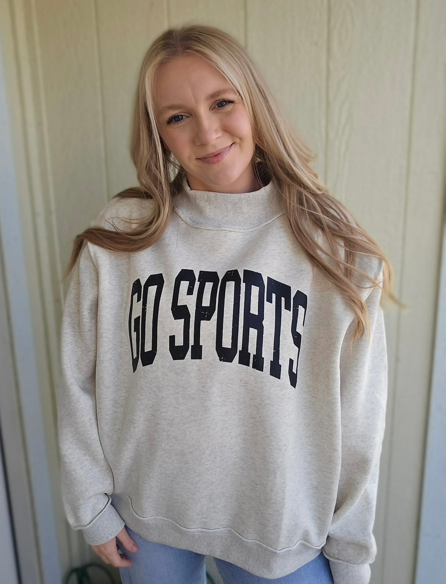 GO SPORTS Ash Grey Mock-Neck Sweatshirt