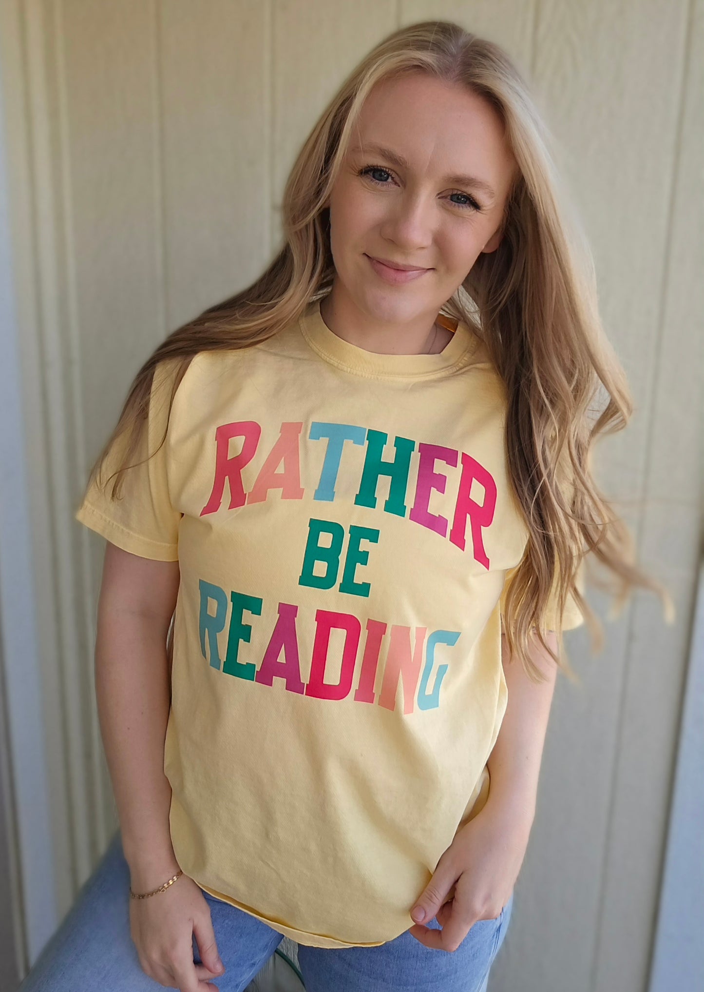 RATHER BE READING Butter Yellow Vintage Wash Tee