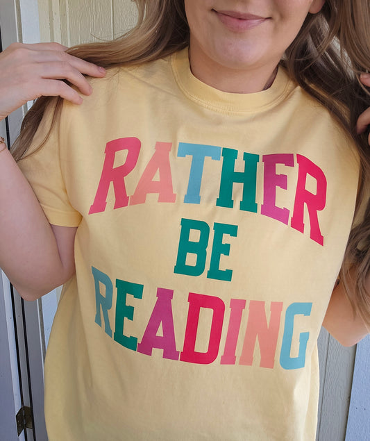 RATHER BE READING Butter Yellow Vintage Wash Tee