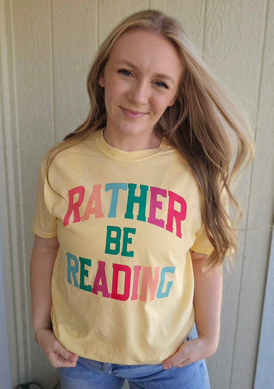 RATHER BE READING Butter Yellow Vintage Wash Tee