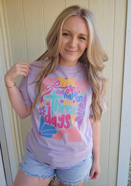 IN THREE DAYS Lavender Vintage Wash Tee