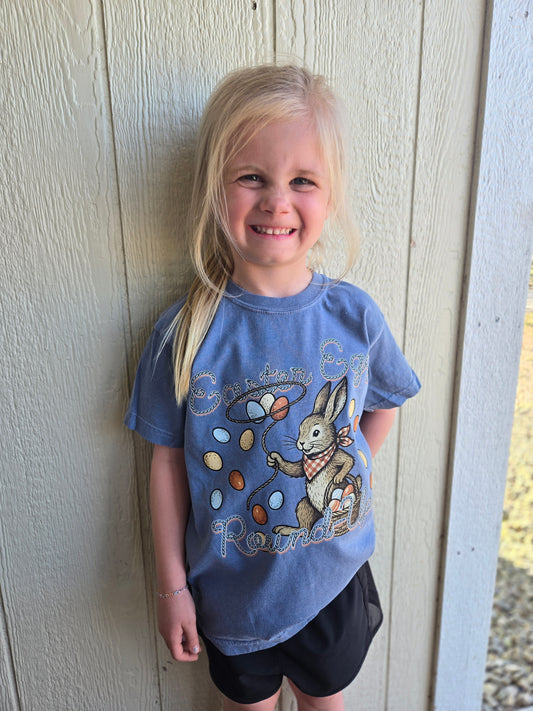 EASTER EGG ROUNDUP Denim Vintage Wash Tee (YOUTH)