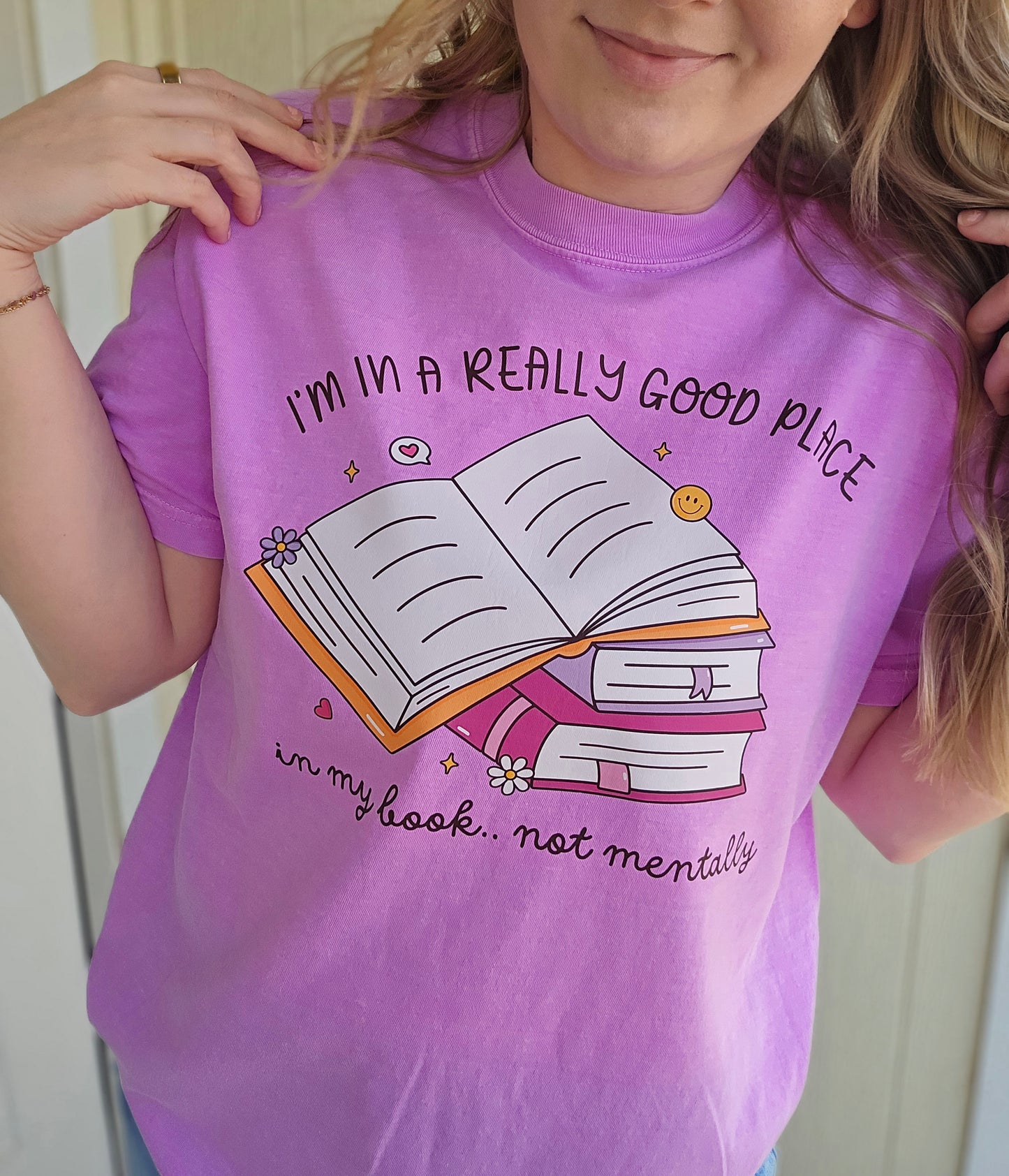 GOOD PLACE BOOK Neon Violet Vintage Wash Tee