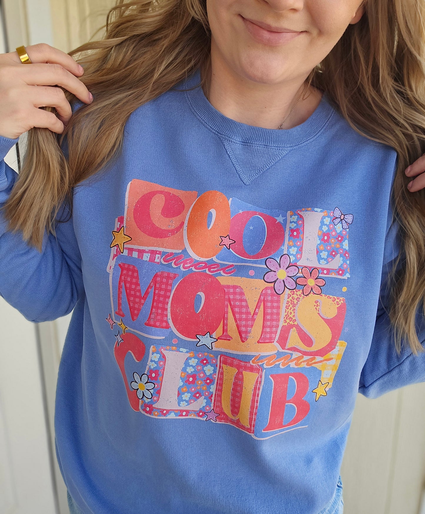 COOL MOM CLUB Periwinkle Vintage Wash Crewneck