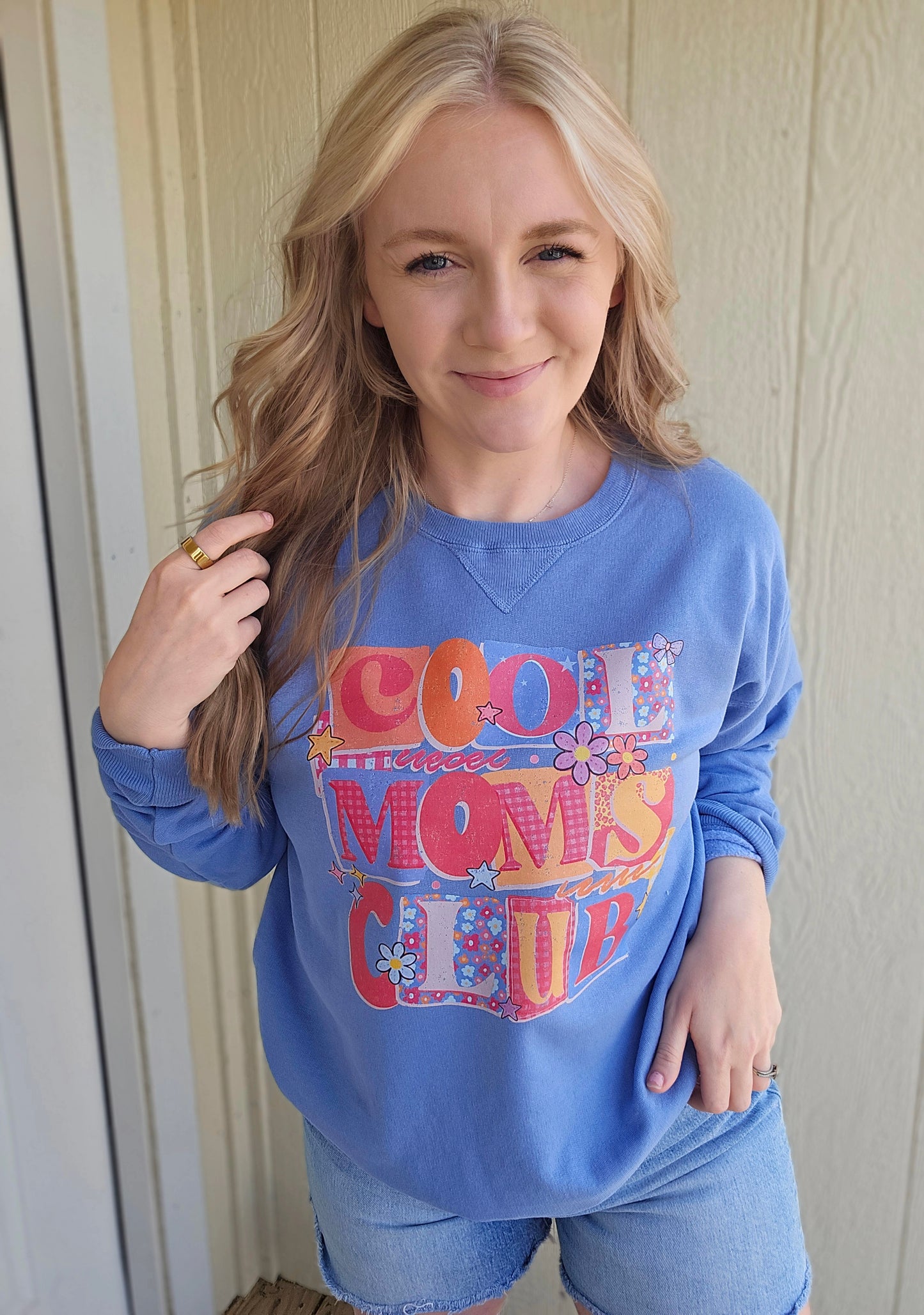 COOL MOM CLUB Periwinkle Vintage Wash Crewneck