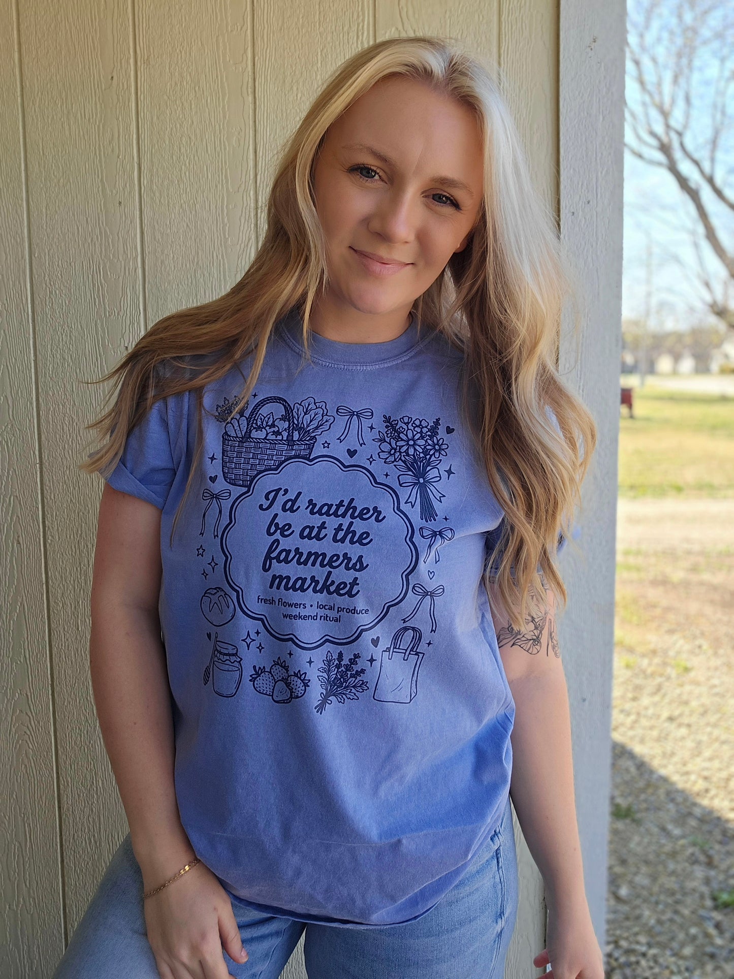 RATHER BE At THE FARMER'S MARKET DENIM Vintage Wash Tee