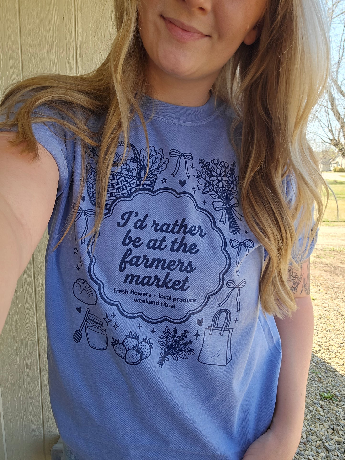 RATHER BE At THE FARMER'S MARKET DENIM Vintage Wash Tee