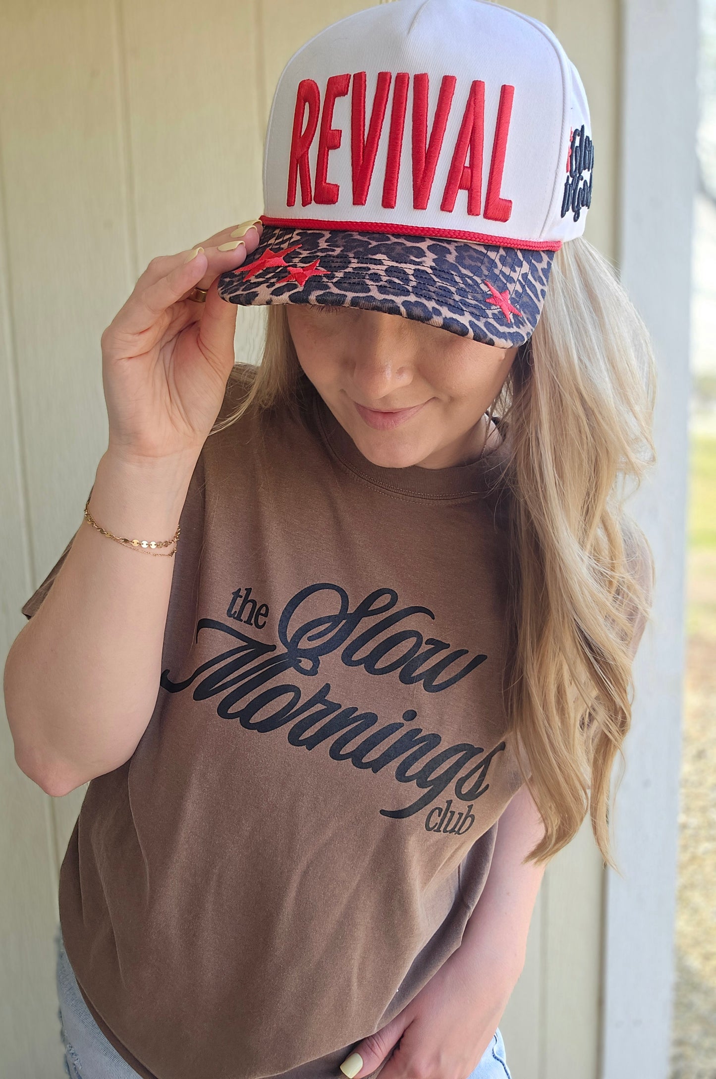 REVIVAL (Glory To God) Puff Embroidered Leopard Trucker Hat