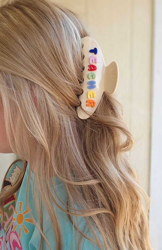 TEACHER Bubble Ivory Claw Clip (Large)