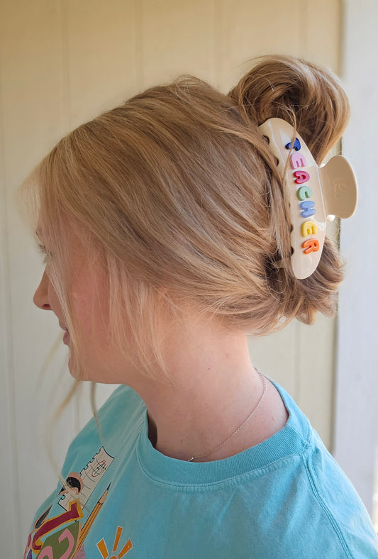 TEACHER Bubble Ivory Claw Clip (Large)