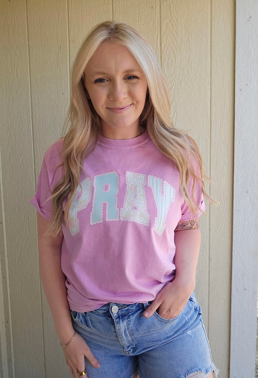 PRAY Dainty Floral Rose Vintage Wash Tee