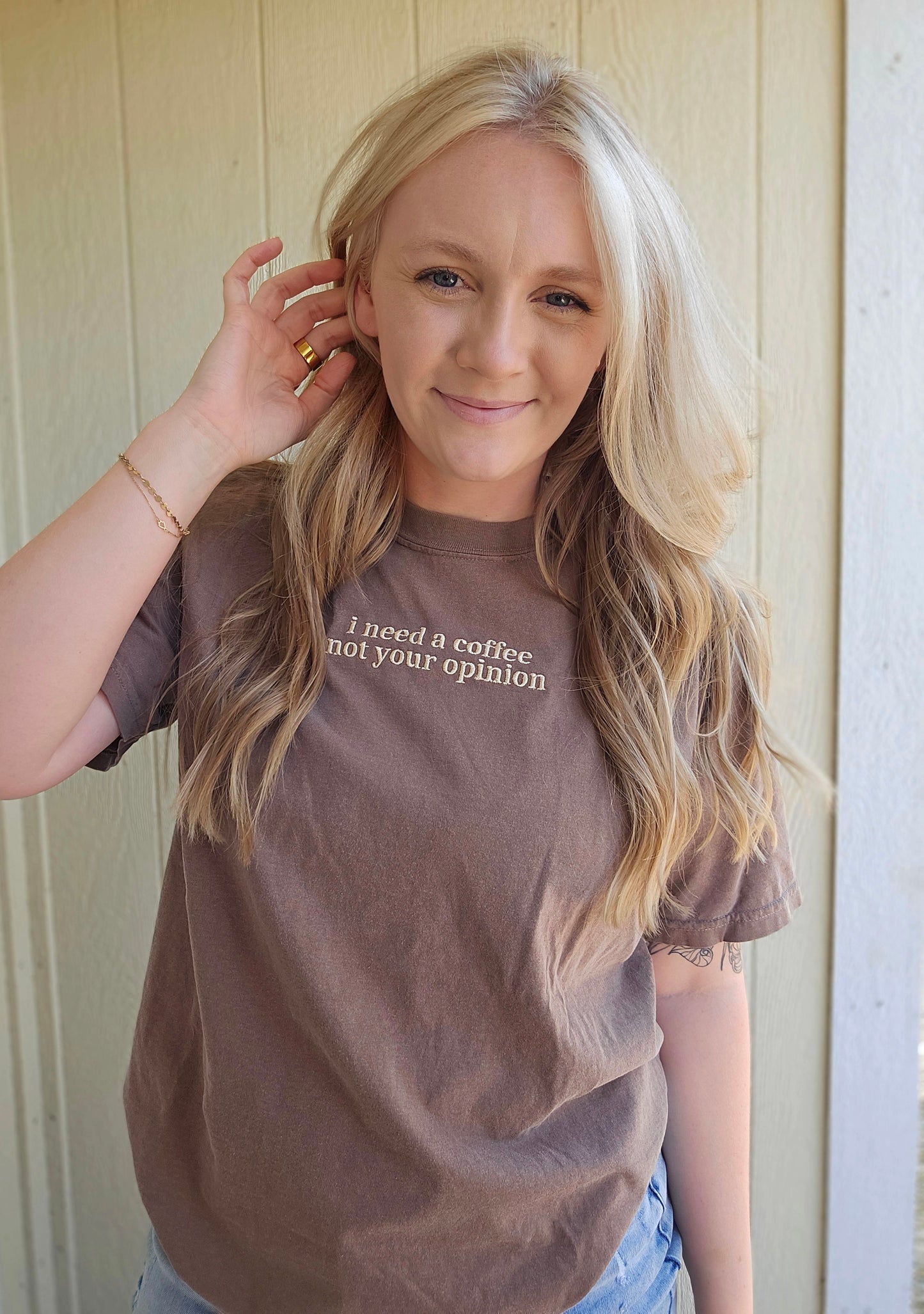 NEED COFFEE NOT YOUR OPINION Embroidered Espresso Tee