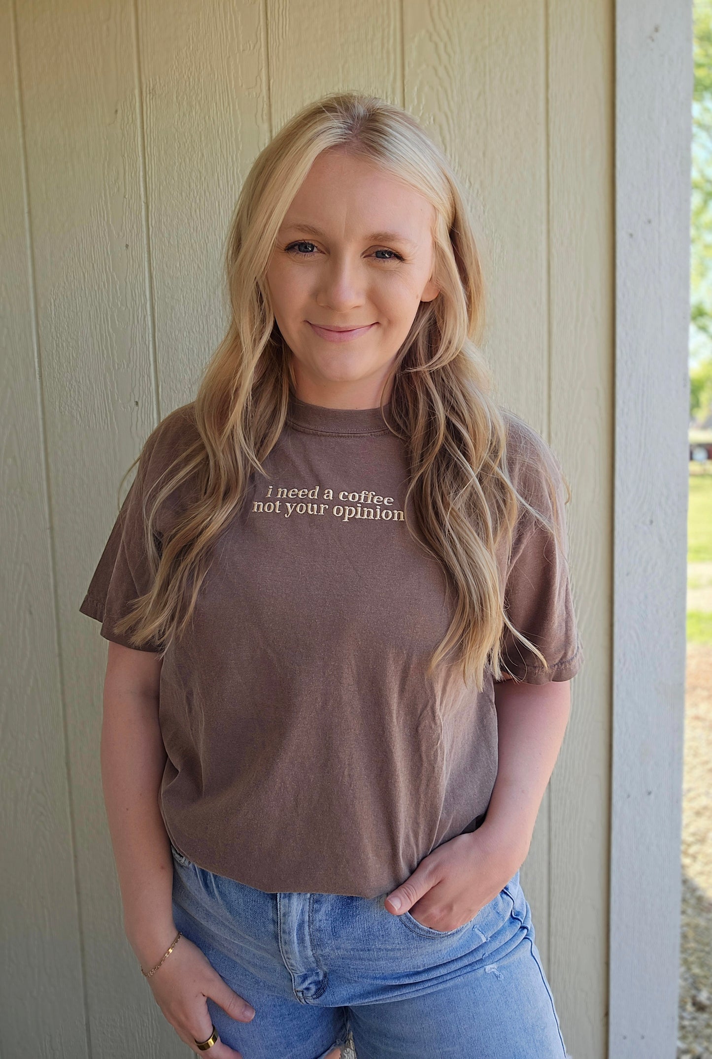 NEED COFFEE NOT YOUR OPINION Embroidered Espresso Tee