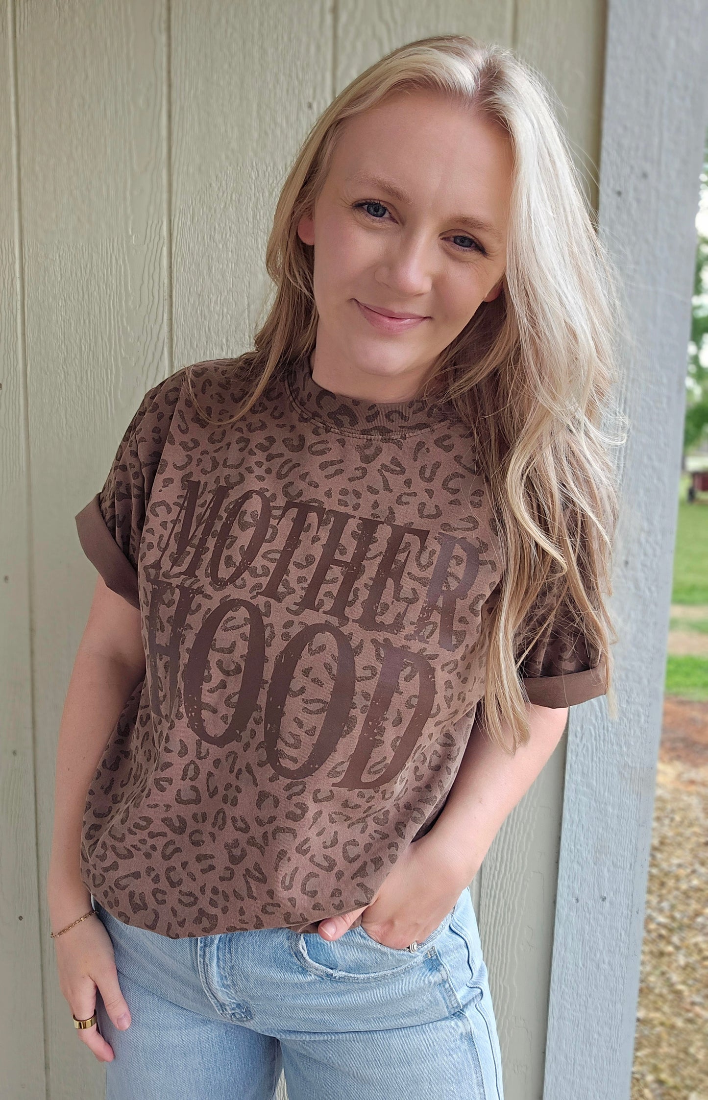 MOTHERHOOD Brown Vintage Wash Leopard Tee