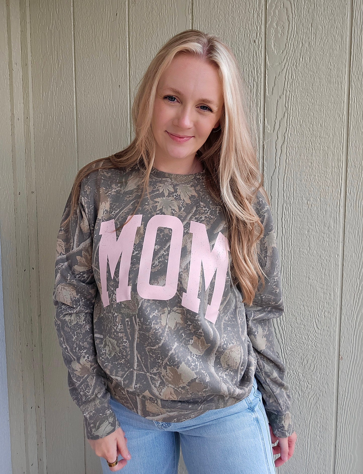 MOM VARSITY Dark Camo Midweight Crewneck Sweatshirt