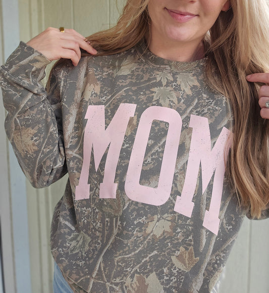 MOM VARSITY Dark Camo Midweight Crewneck Sweatshirt