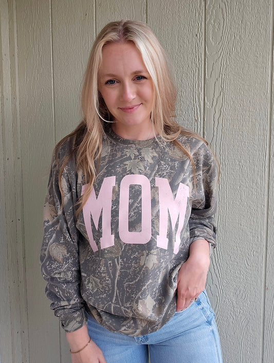 MOM VARSITY Dark Camo Midweight Crewneck Sweatshirt
