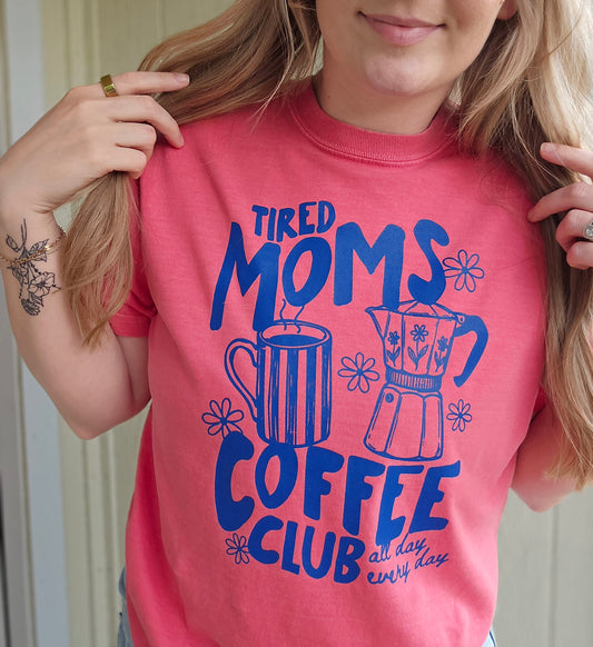 TIRED MOMS COFFEE CLUB Watermelon Vintage Wash Tee