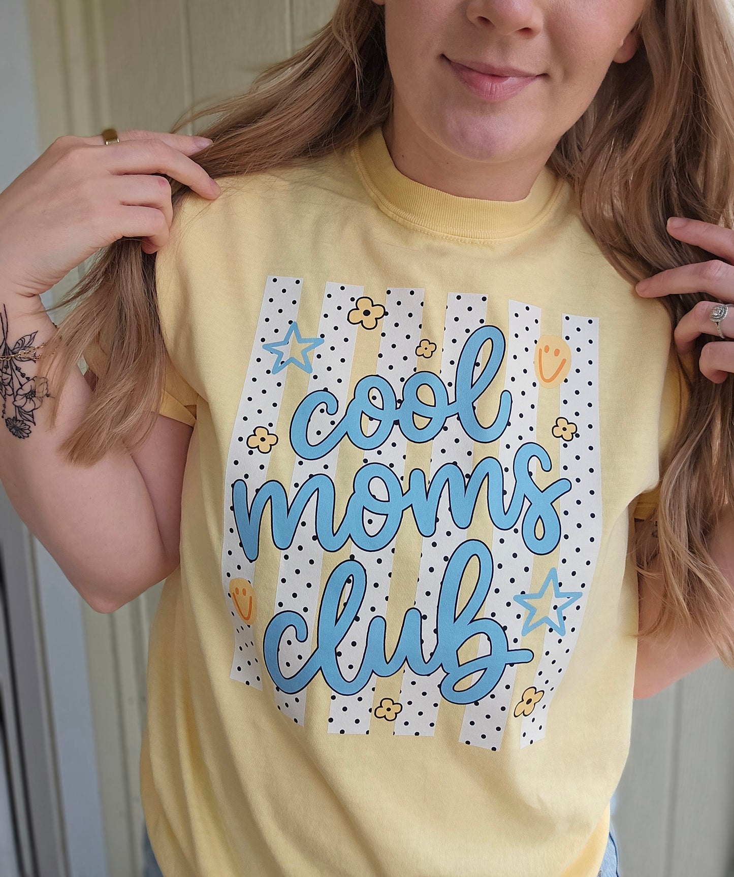 COOL MOMS CLUB Polka Dot Butter Vintage Wash Tee