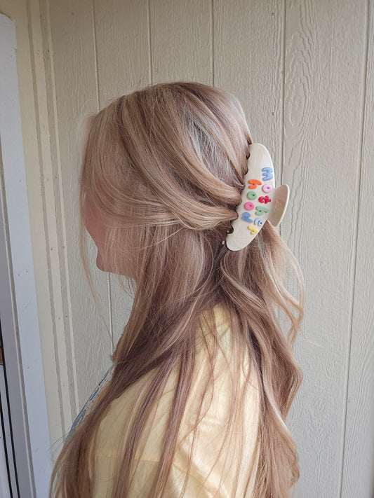 MOTHERHOOD Rainbow Bubble Ivory Claw Clip (Large)