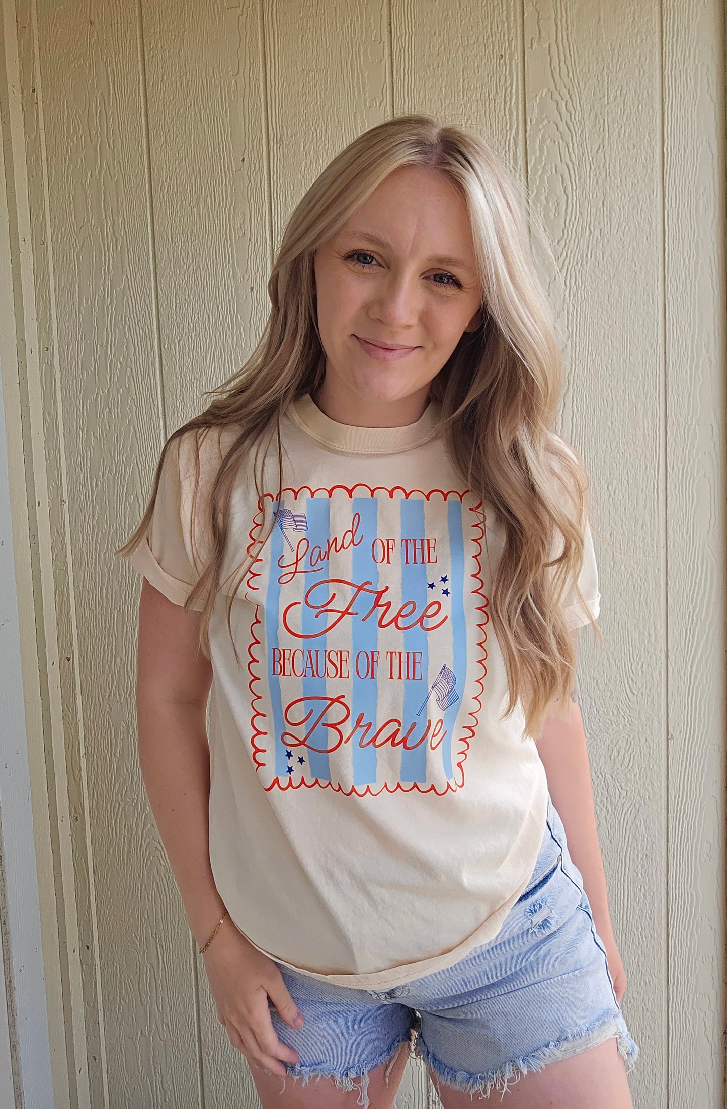 BECAUSE OF THE BRAVE Ivory Vintage Wash Tee