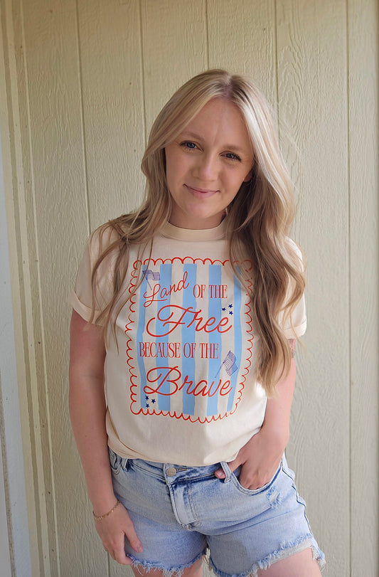BECAUSE OF THE BRAVE Ivory Vintage Wash Tee