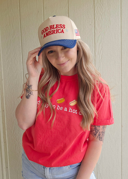 GOD BLESS AMERICA Two-Tone Embroidered Trucker Hat