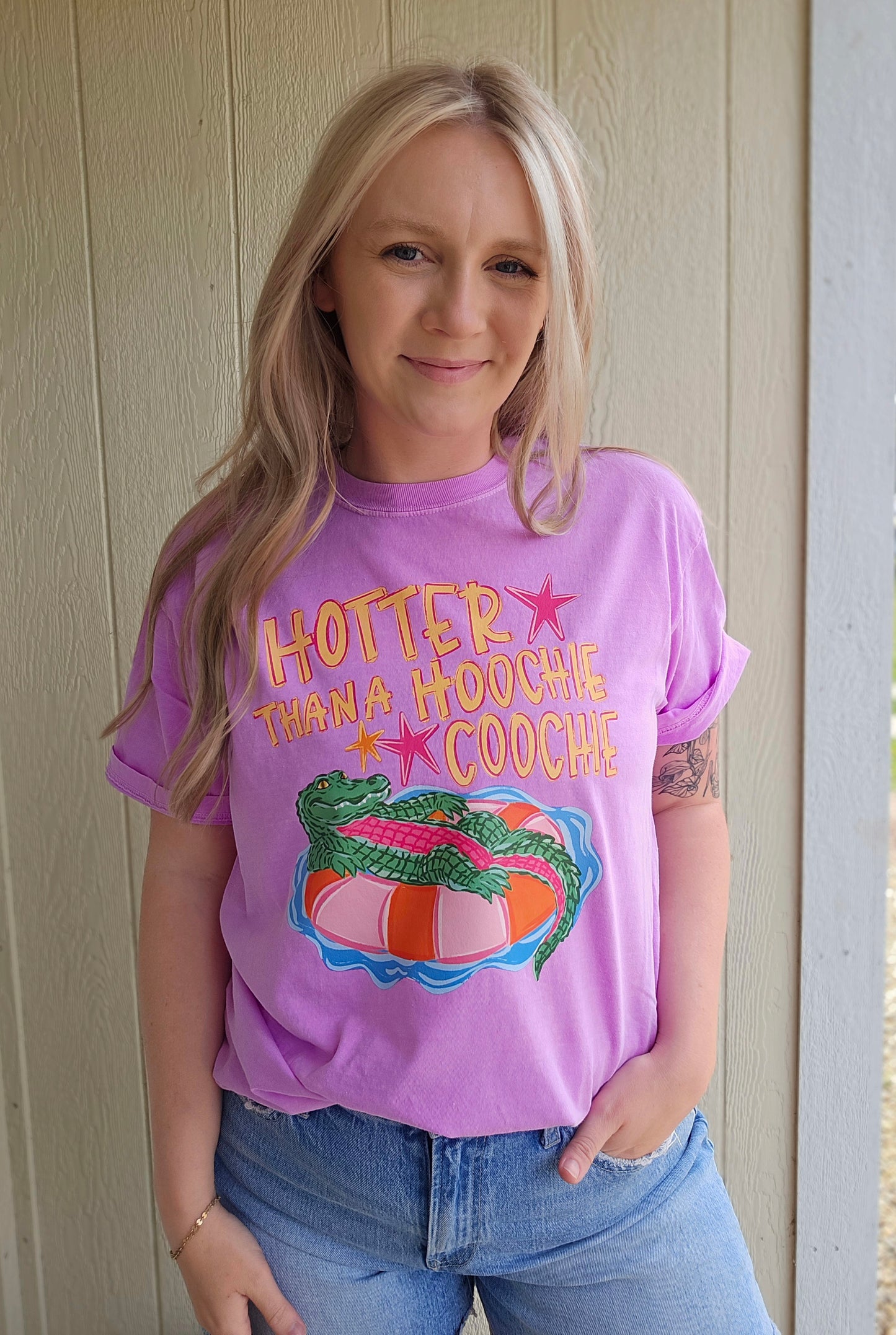 HOOCHIE COOCHIE Neon Purple Vintage Wash Tee