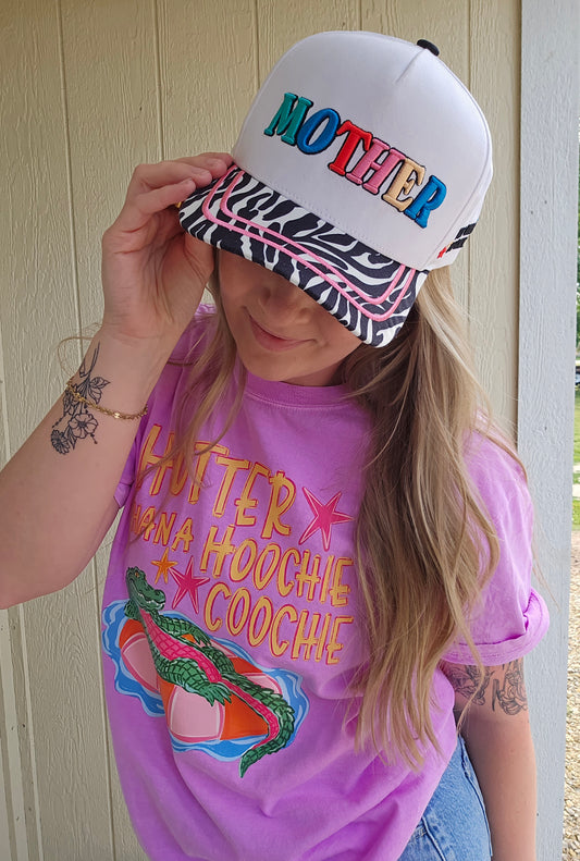MOTHER (Too Busy To Care) Puff Zebra Embroidered Trucker Hat