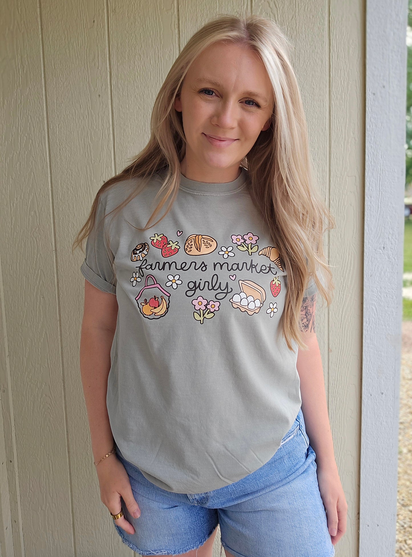 FARMER'S MARKET GIRLY Sage Vintage Wash Tee