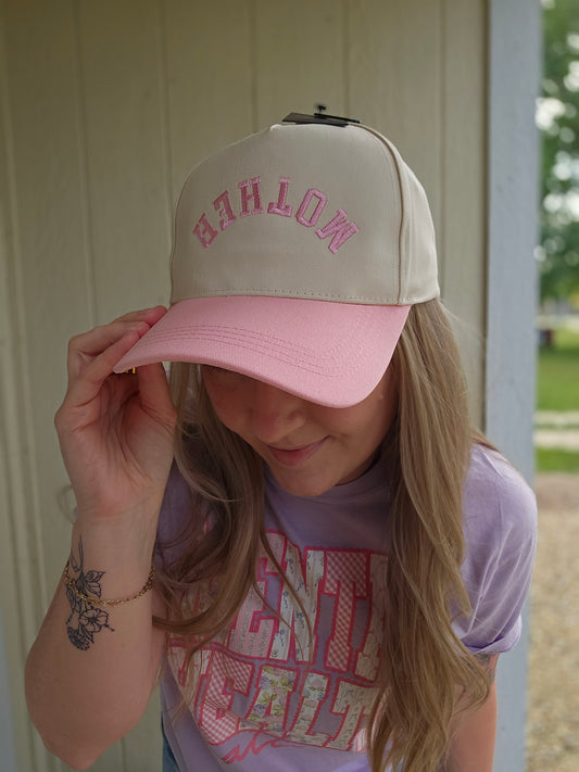 MOTHER Pink Two-Tone Embroidered Trucker Hat