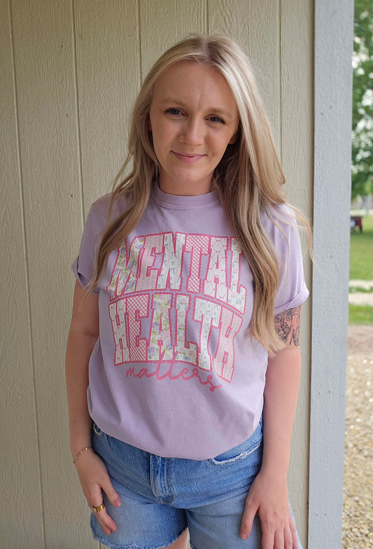 MENTAL HEALTH MATTERS Lavender Vintage Wash Tee