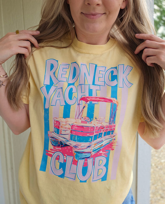 REDNECK YACHT CLUB Butter Yellow Vintage Wash Tee