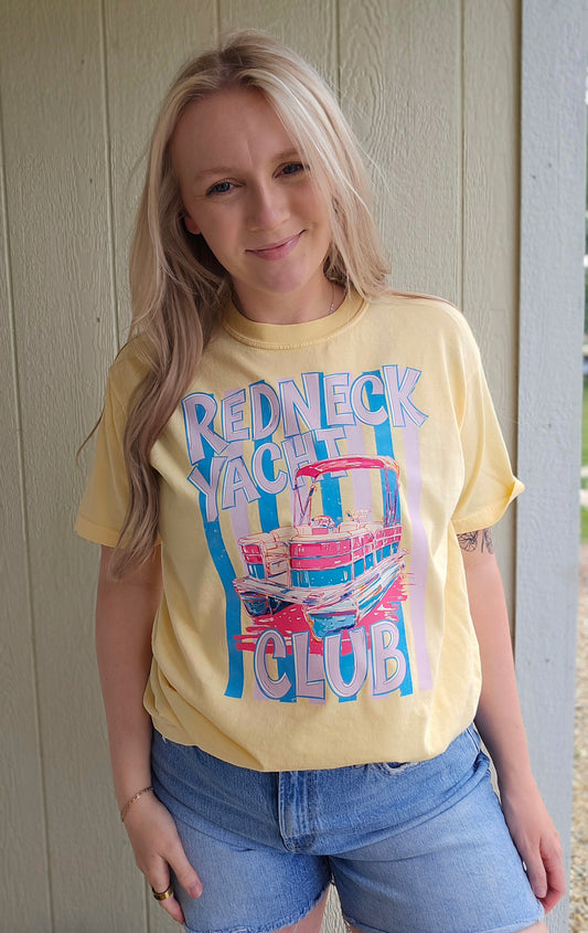 REDNECK YACHT CLUB Butter Yellow Vintage Wash Tee