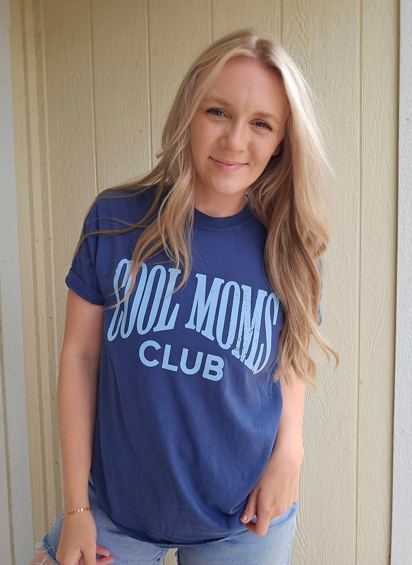 COOL MOMS CLUB Navy Vintage Wash Tee