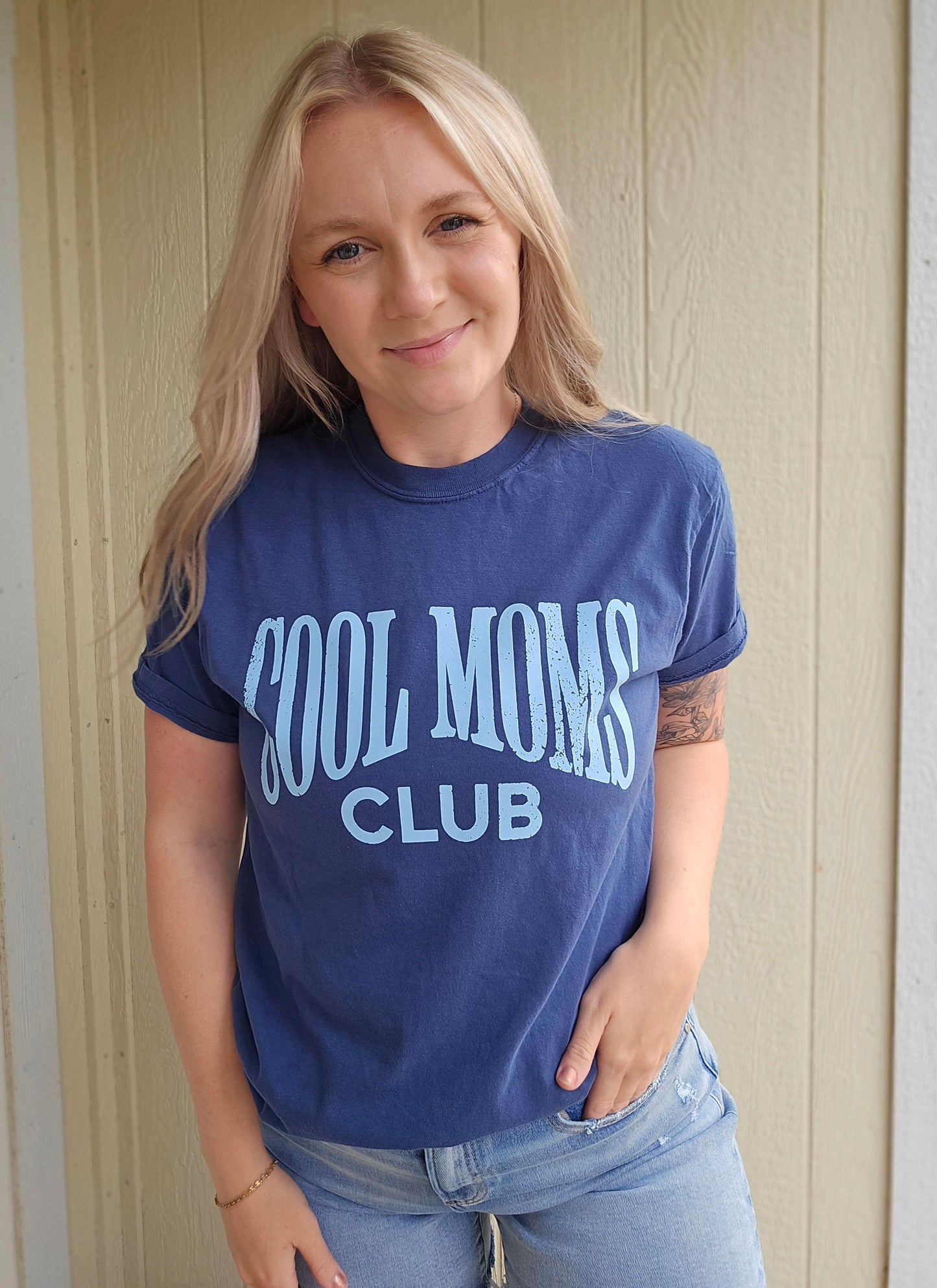 COOL MOMS CLUB Navy Vintage Wash Tee
