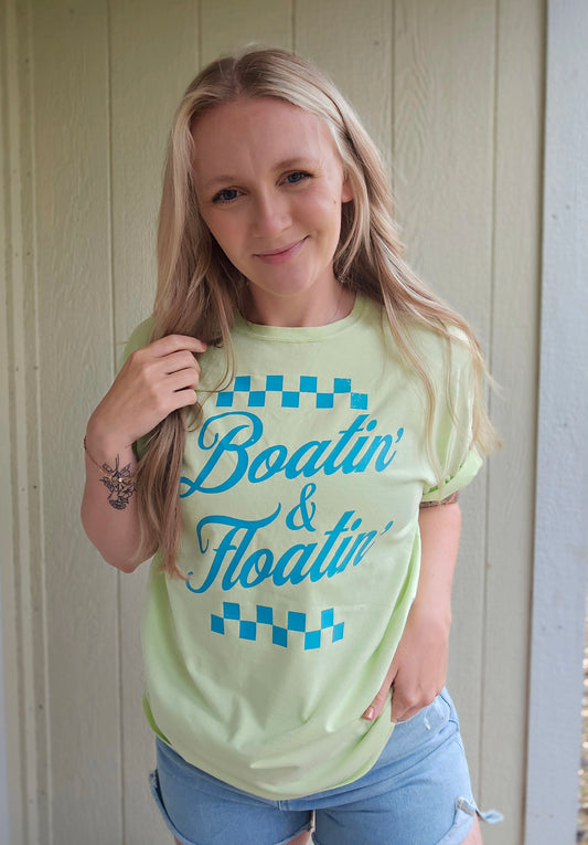 BOATIN' & FLOATIN' Key Lime Vintage Wash Tee