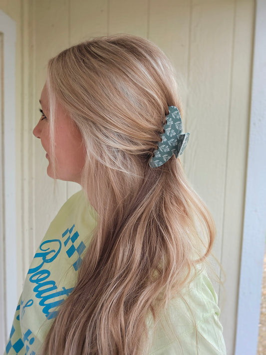 SEAFOAM FLORAL Claw Clip (Medium)