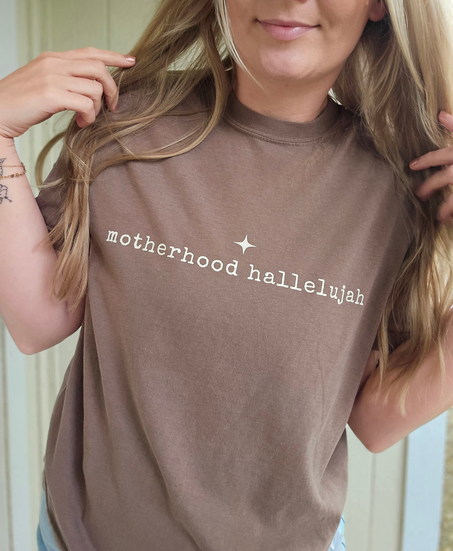 MOTHERHOOD HALLELUJAH Espresso Vintage Wash Tee