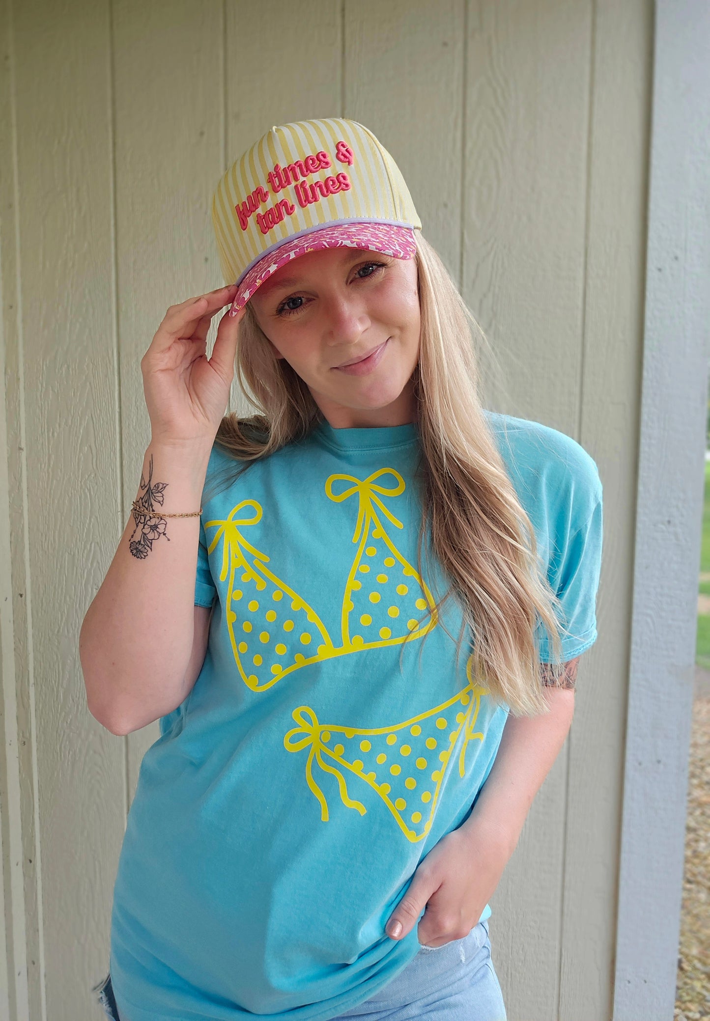 FUN TIMES AND TAN LINES Embroidered Trucker Hat
