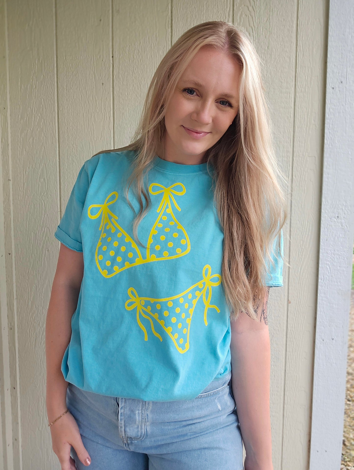 YELLOW POLKA DOT BIKINI Lagoon Vintage Wash Tee