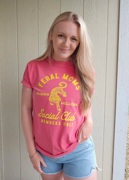FERAL MOMS SOCIAL CLUB Watermelon Vintage Wash Tee