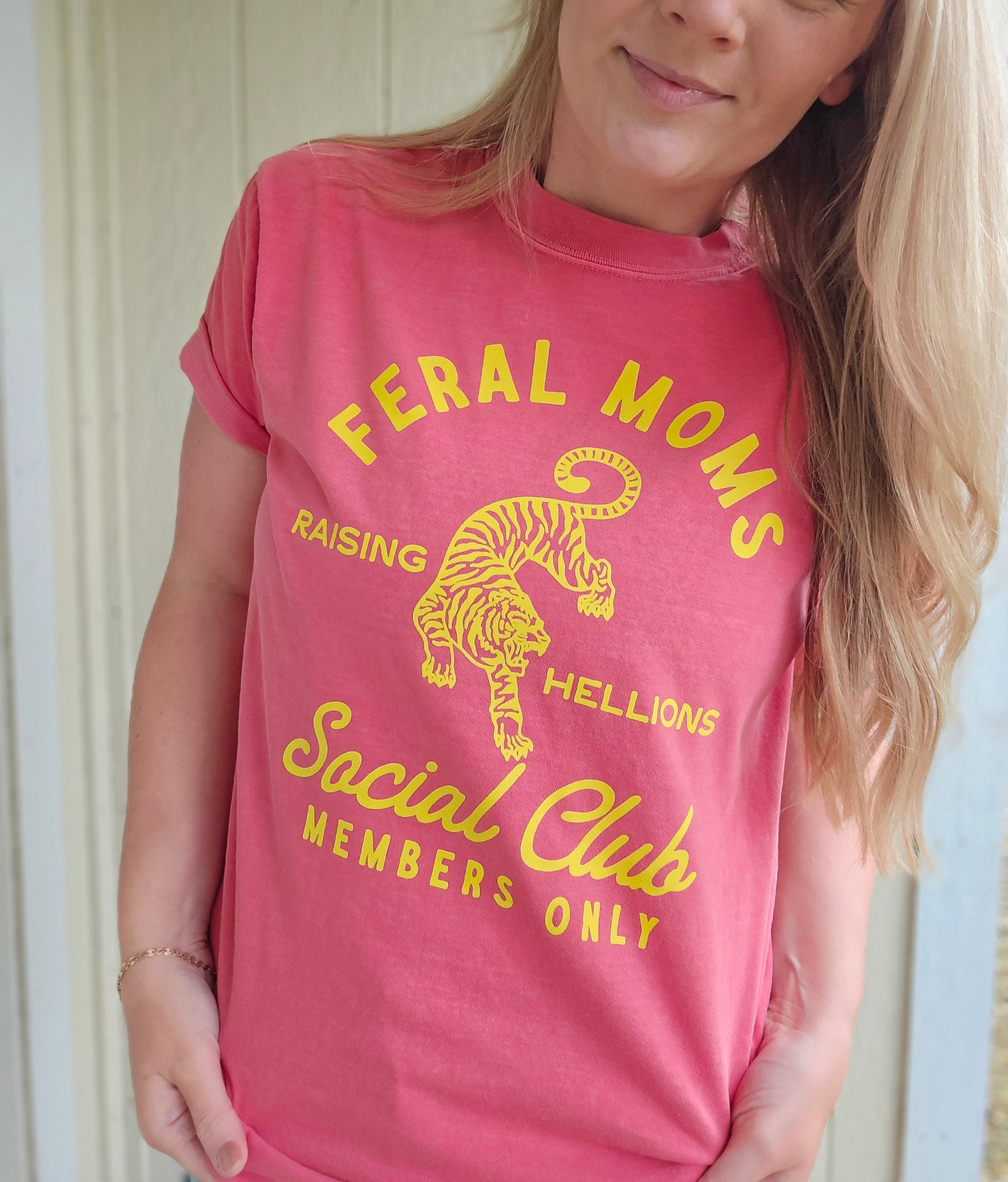 FERAL MOMS SOCIAL CLUB Watermelon Vintage Wash Tee