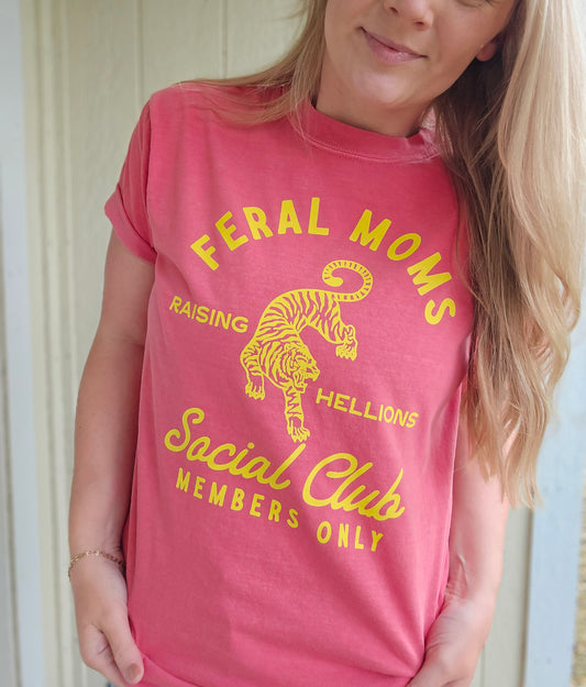 FERAL MOMS SOCIAL CLUB Watermelon Vintage Wash Tee