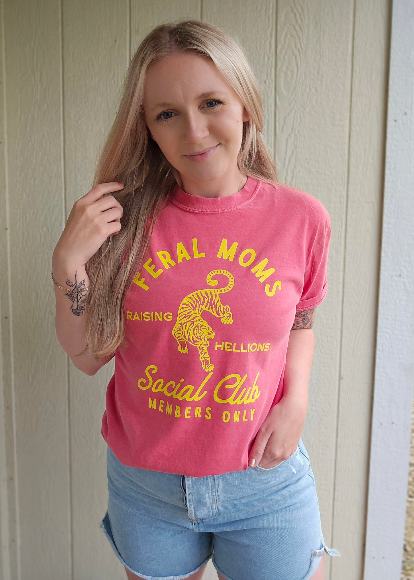 FERAL MOMS SOCIAL CLUB Watermelon Vintage Wash Tee