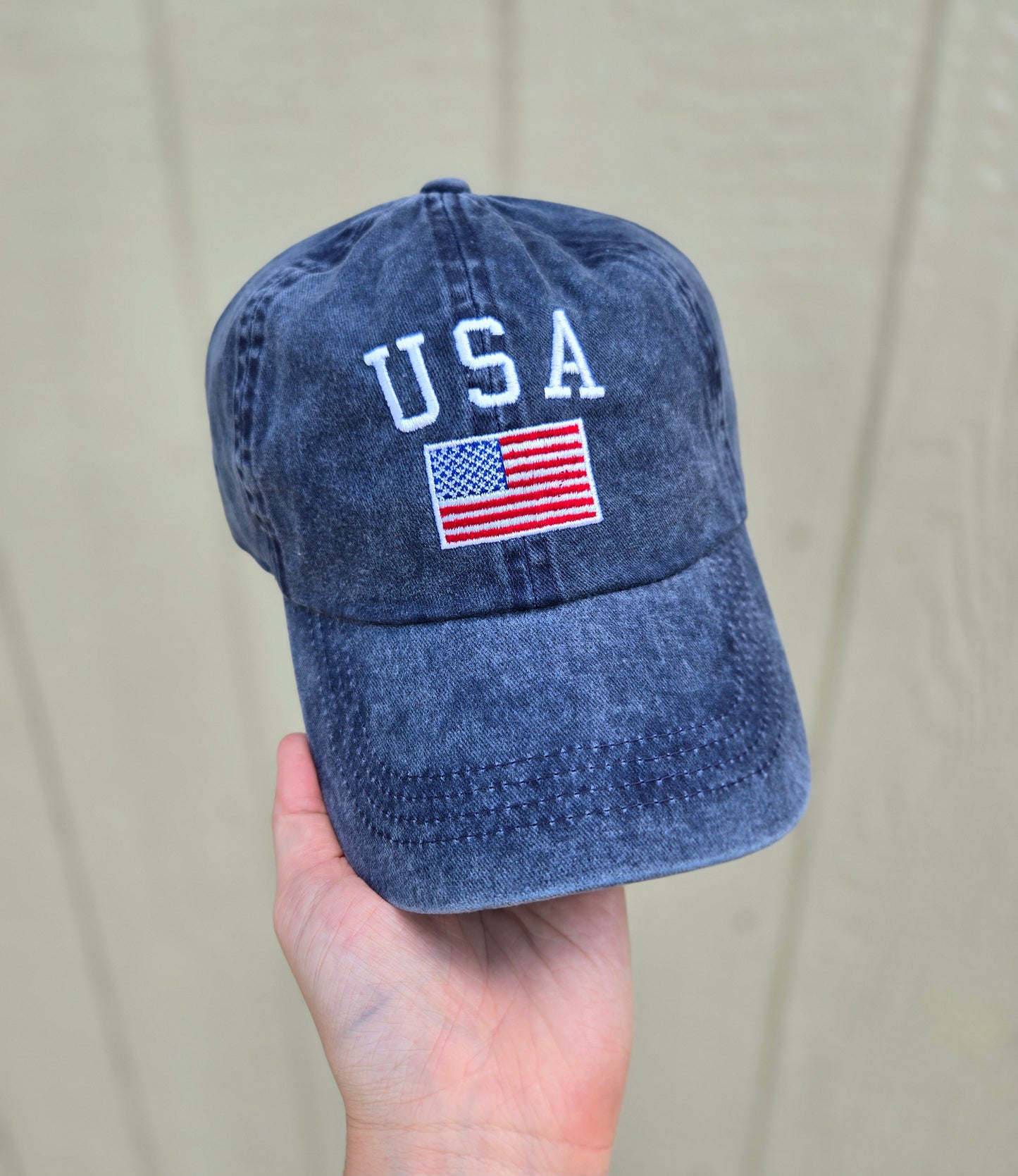 USA FLAG Navy Embroidered Baseball Hat
