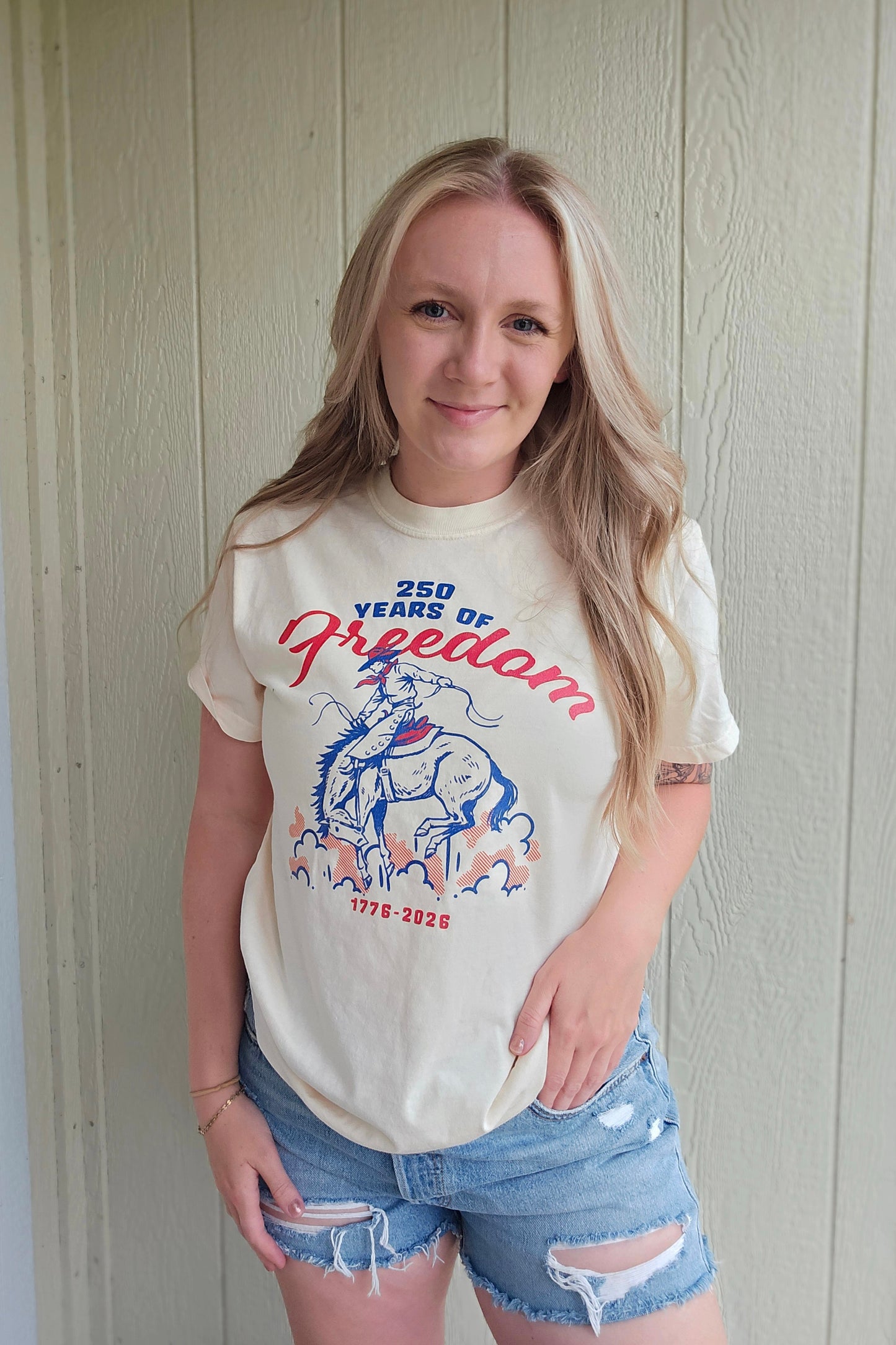 250TH WESTERN Ivory Vintage Wash Tee