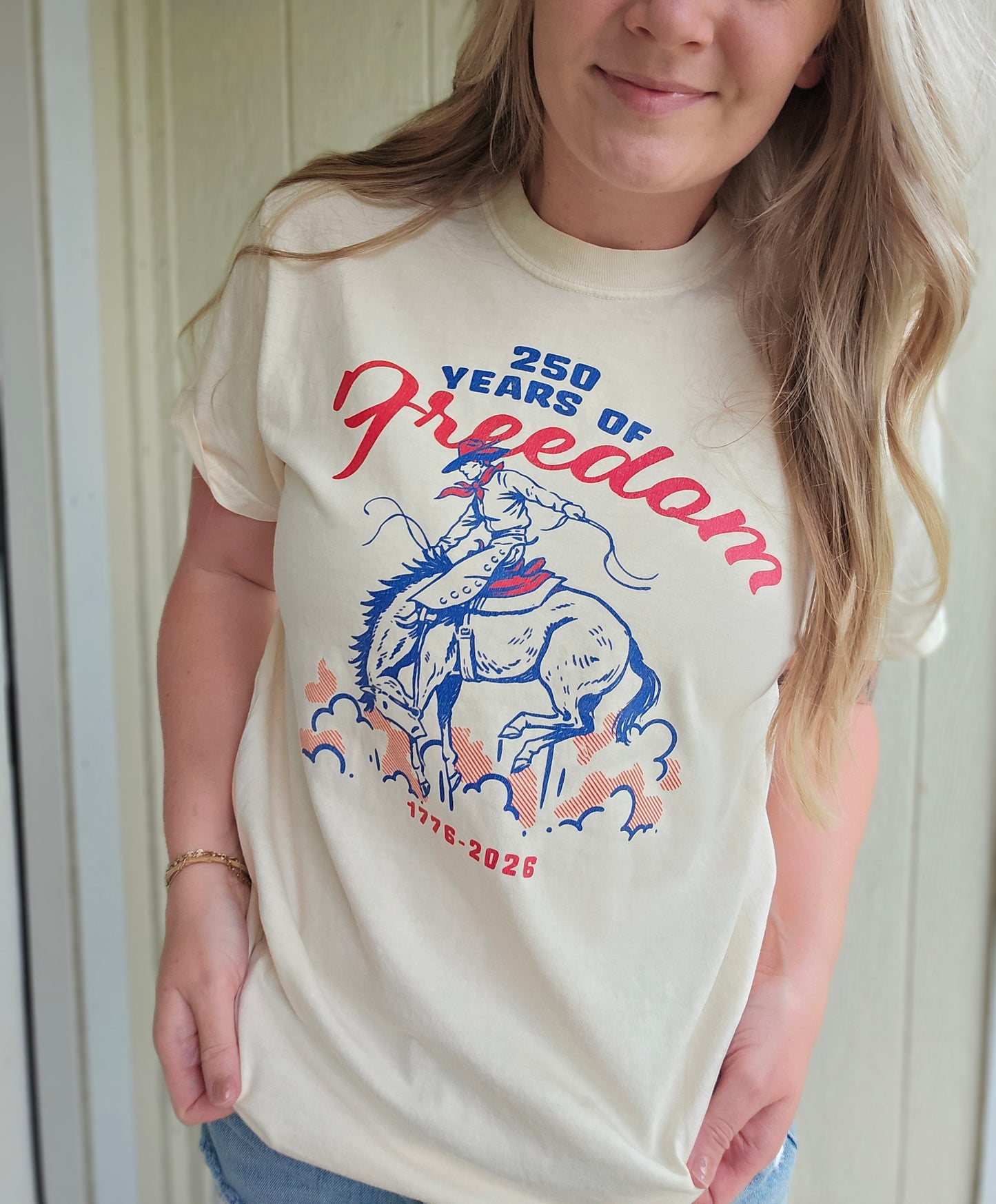 250TH WESTERN Ivory Vintage Wash Tee