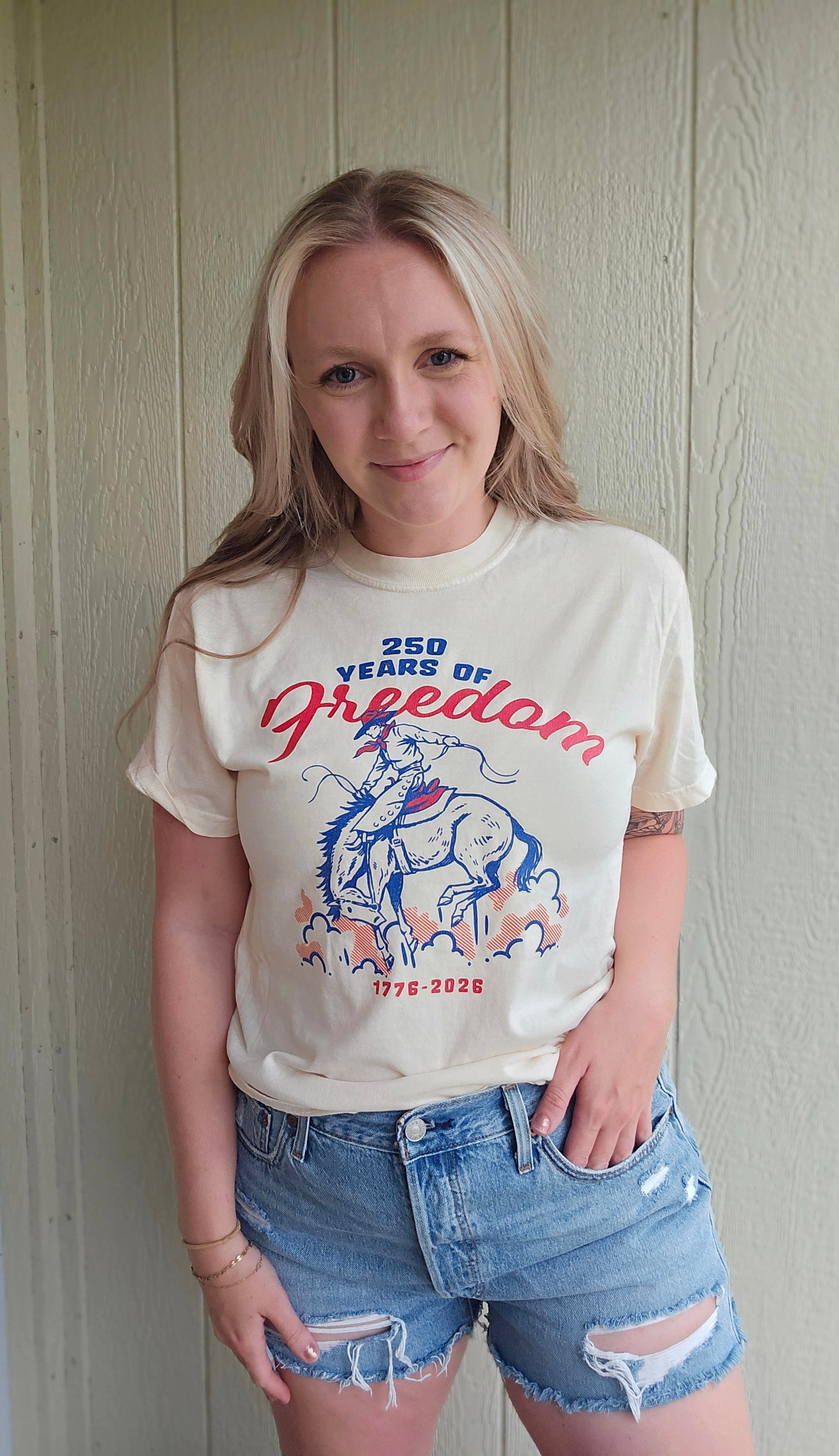 250TH WESTERN Ivory Vintage Wash Tee