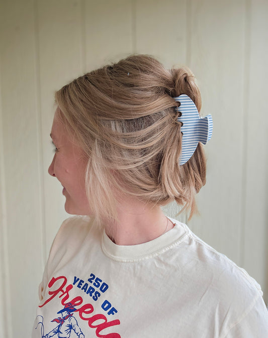 BLUE STRIPED Claw Clip (Medium)
